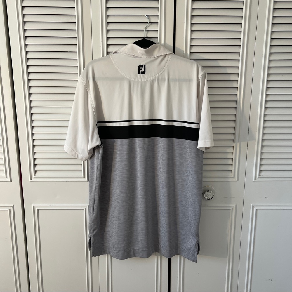 Men's Footjoy Gray and White Golf Shirt - Picture 4 of 4